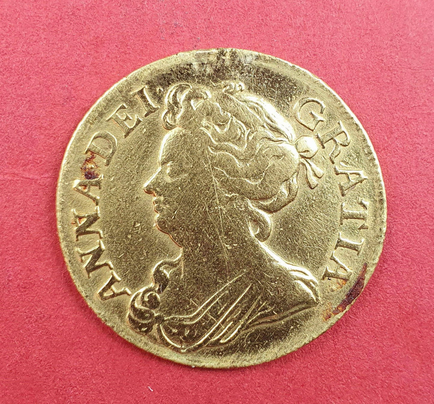 Queen Anne Gold Guinea, 1708