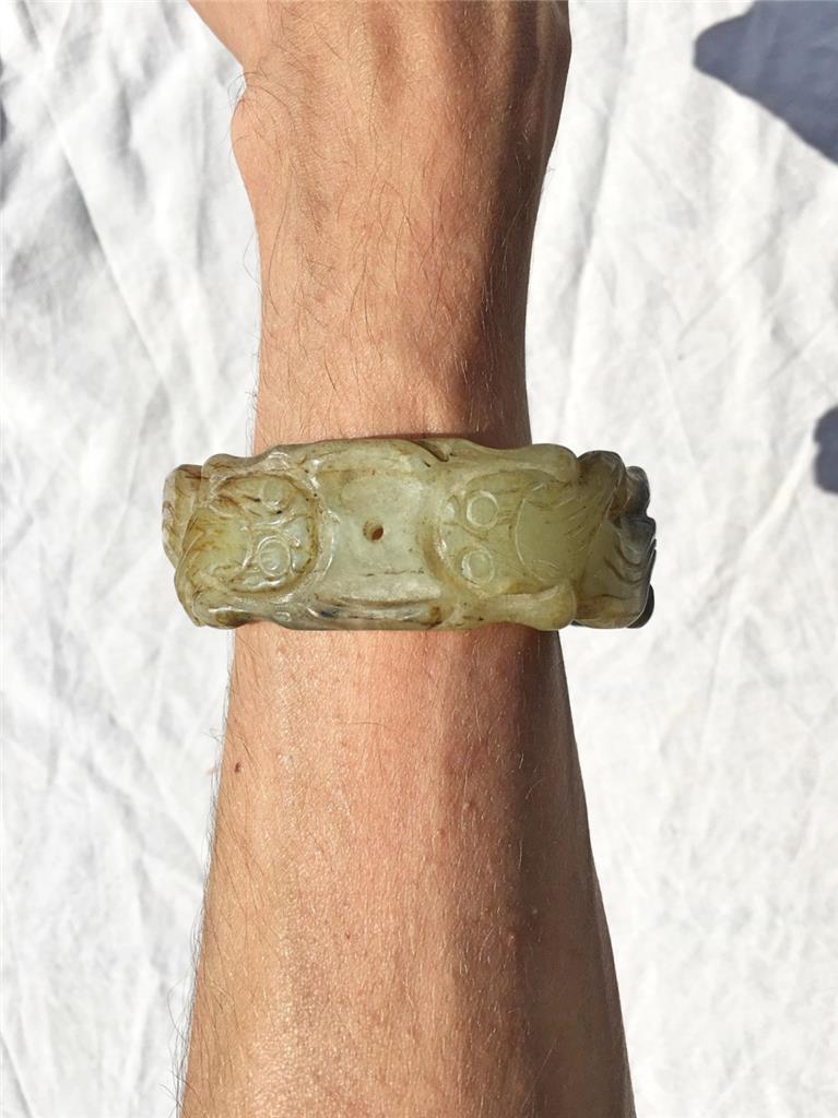 Antique Chinese Archaic Style Jade Bangle