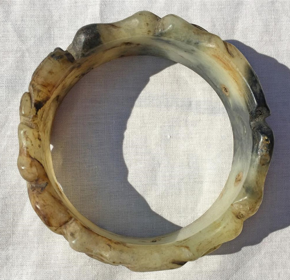 Antique Chinese Archaic Style Jade Bangle