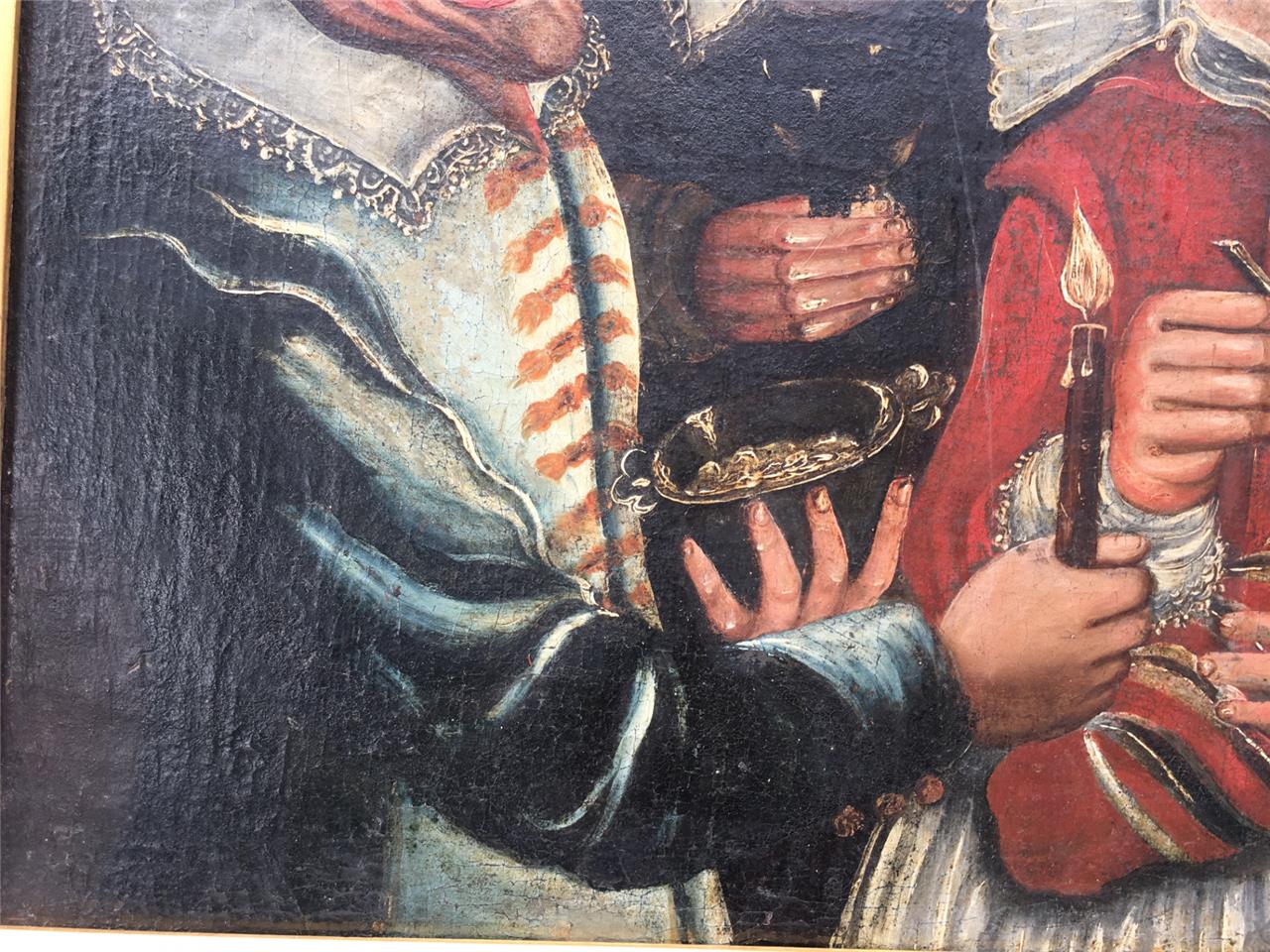 17th Century Flemish School "Feeding the Cat" Painting