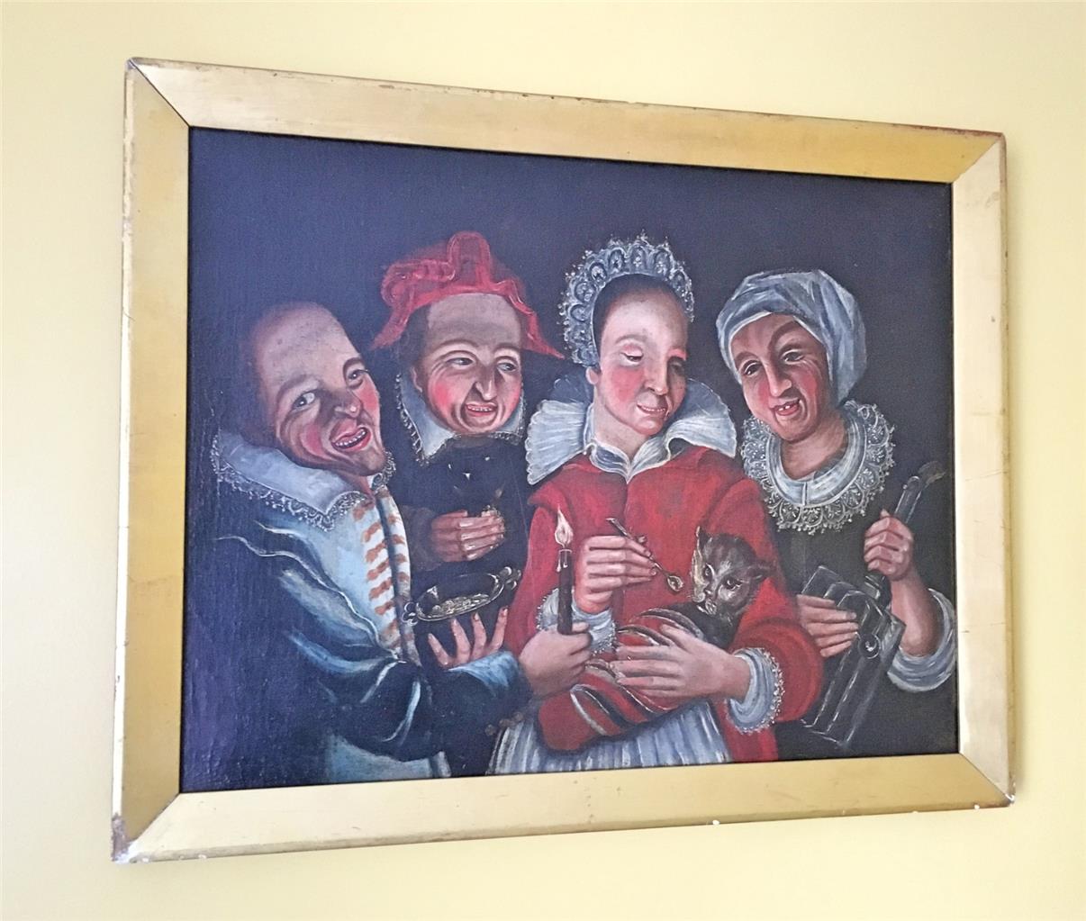17th Century Flemish School "Feeding the Cat" Painting