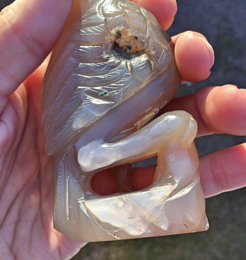 Chinese Qing Dynasty Pair of Jade Parrots