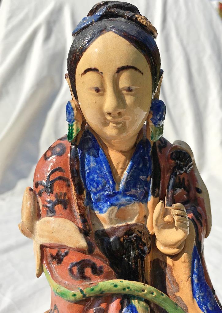 Chinese Polychrome Figure of Seated Guanyin
