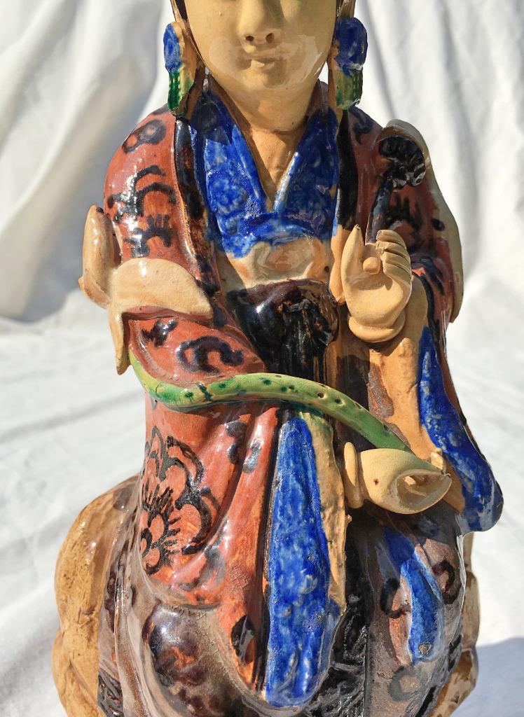 Chinese Polychrome Figure of Seated Guanyin