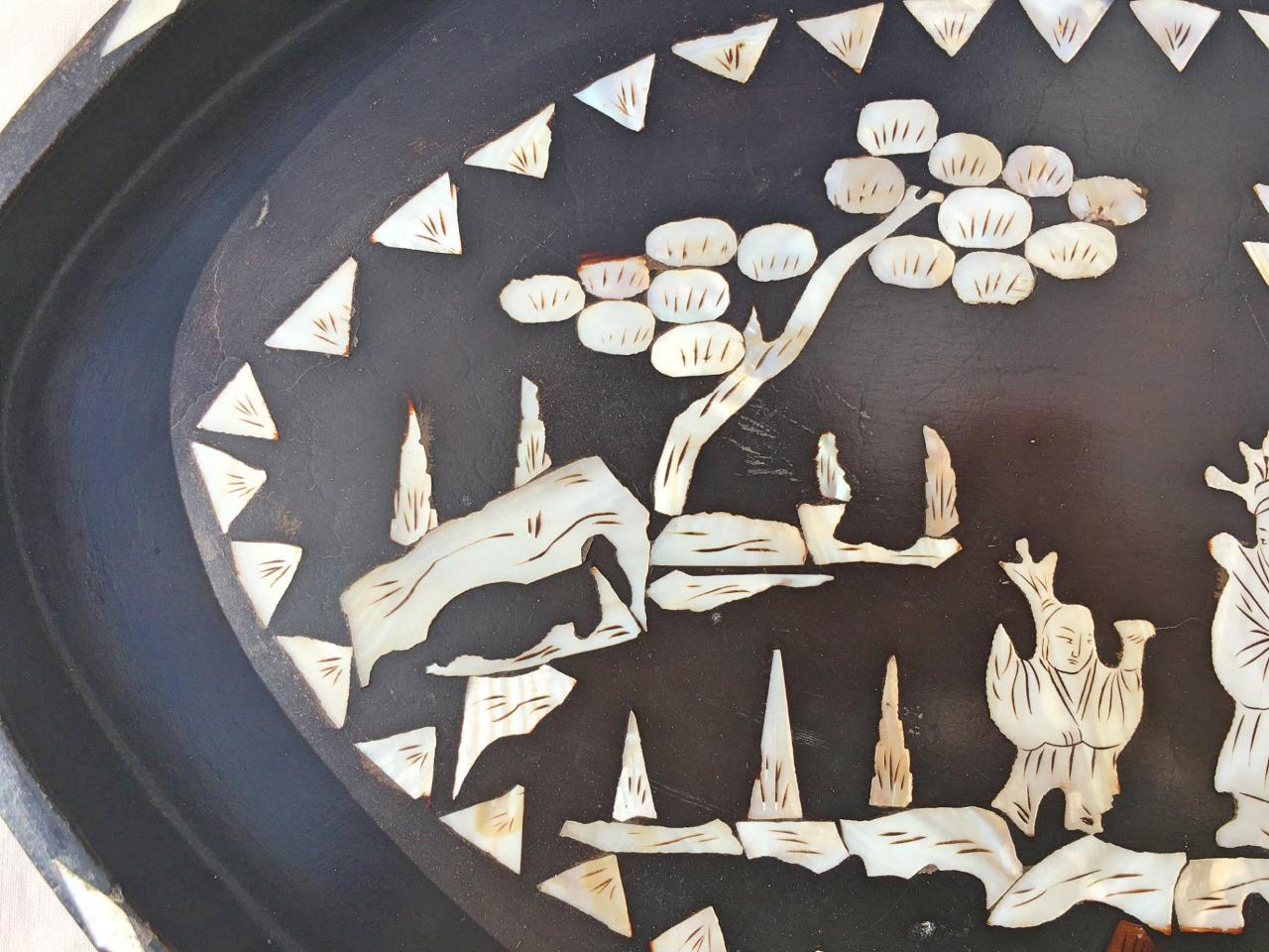 Antique Chinese Lacquer and Mother of Pearl Tray