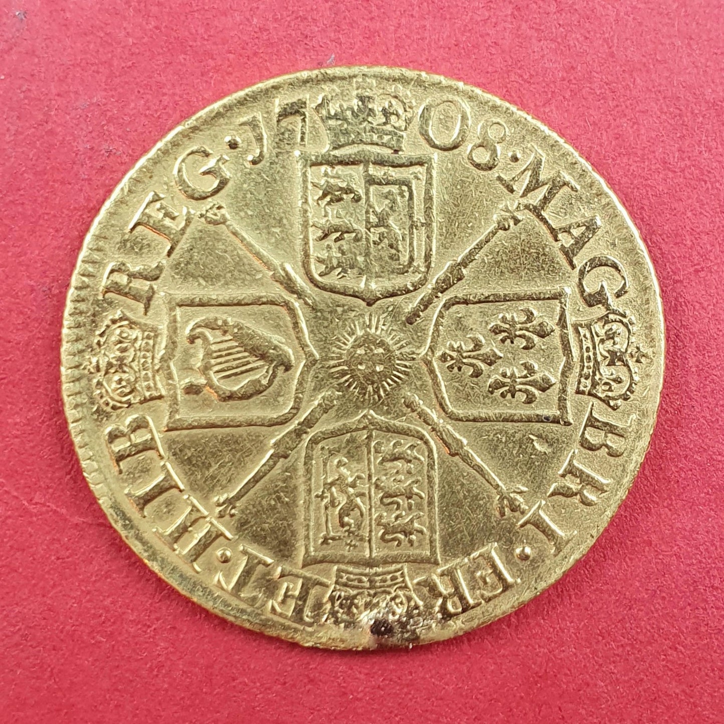 Queen Anne Gold Guinea, 1708
