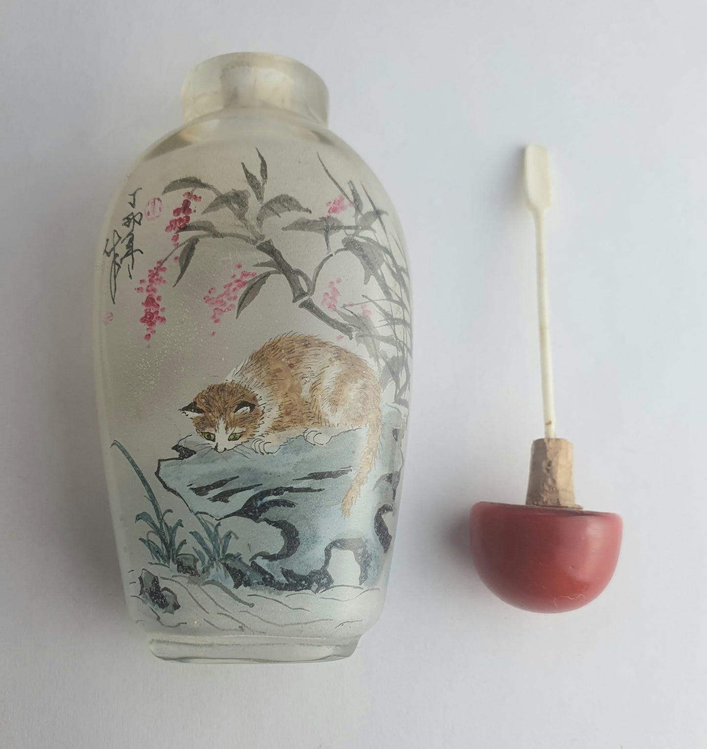 Signed Antique Chinese Snuff Bottle - Cats and Rabbits