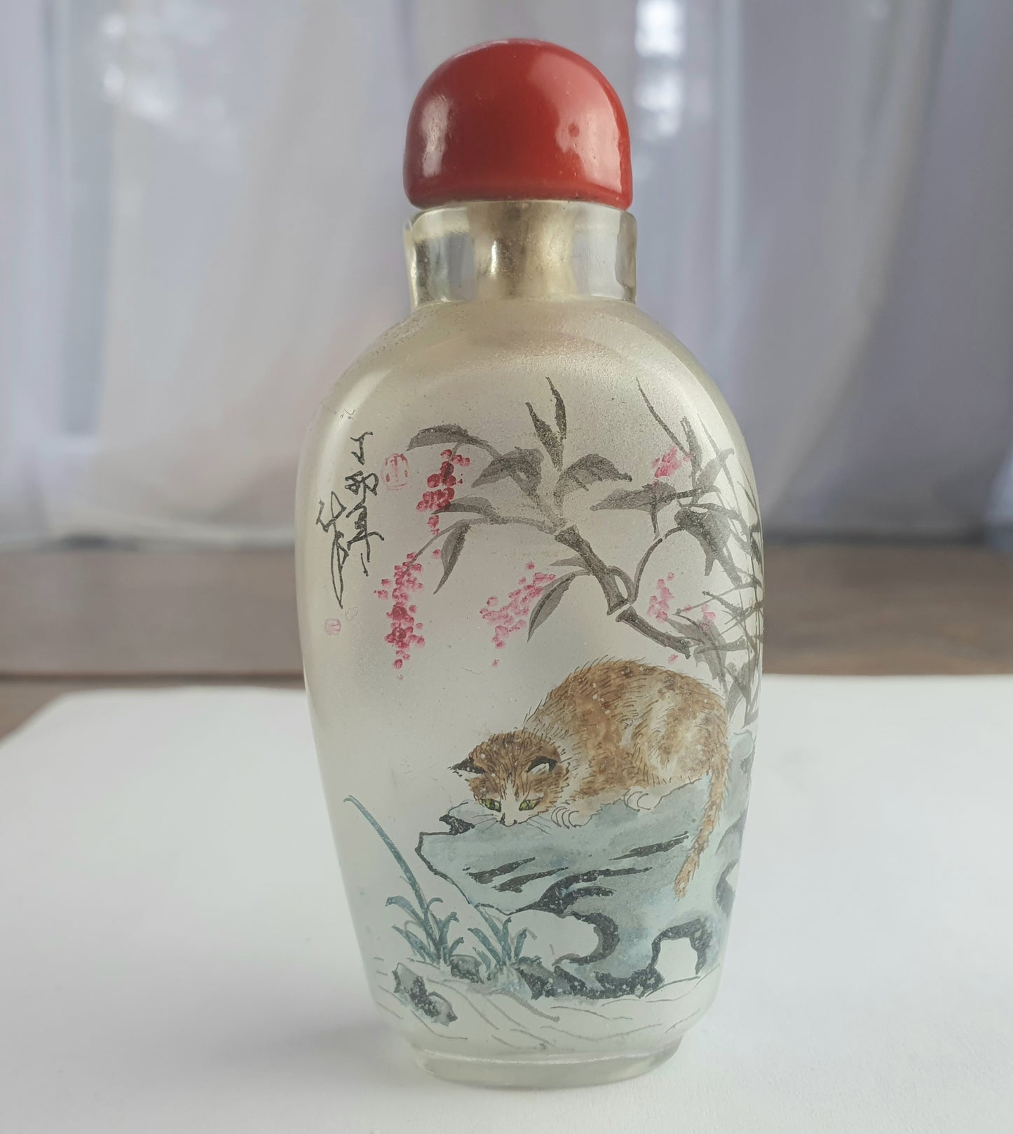 Signed Antique Chinese Snuff Bottle - Cats and Rabbits