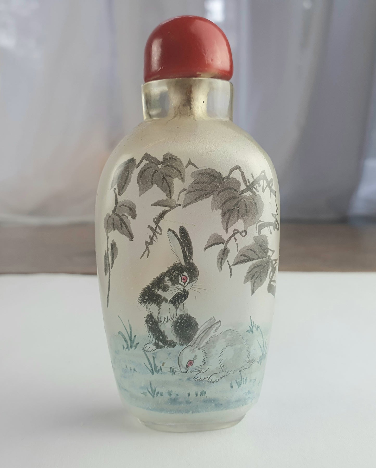 Signed Antique Chinese Snuff Bottle - Cats and Rabbits