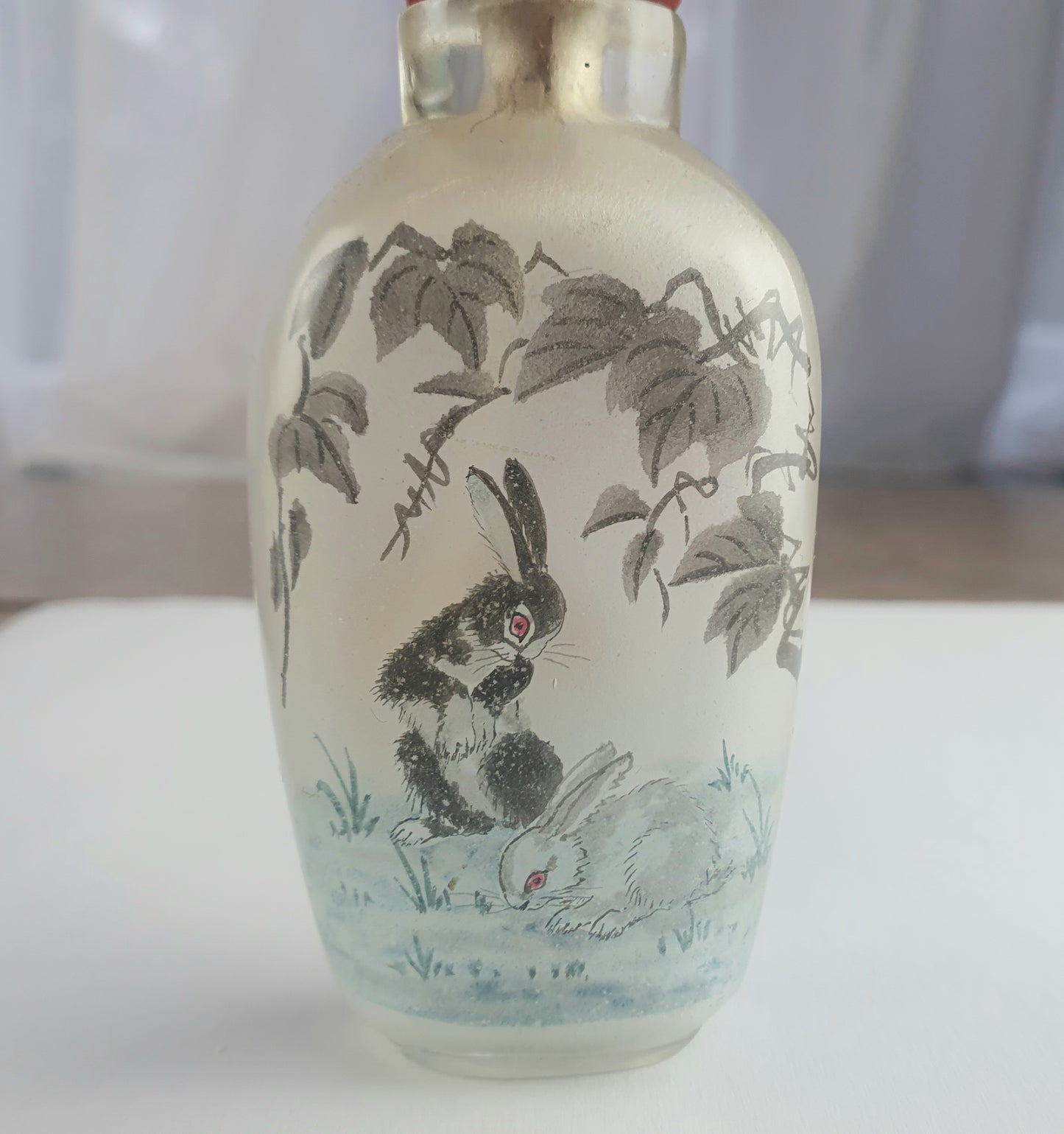 Signed Antique Chinese Snuff Bottle - Cats and Rabbits