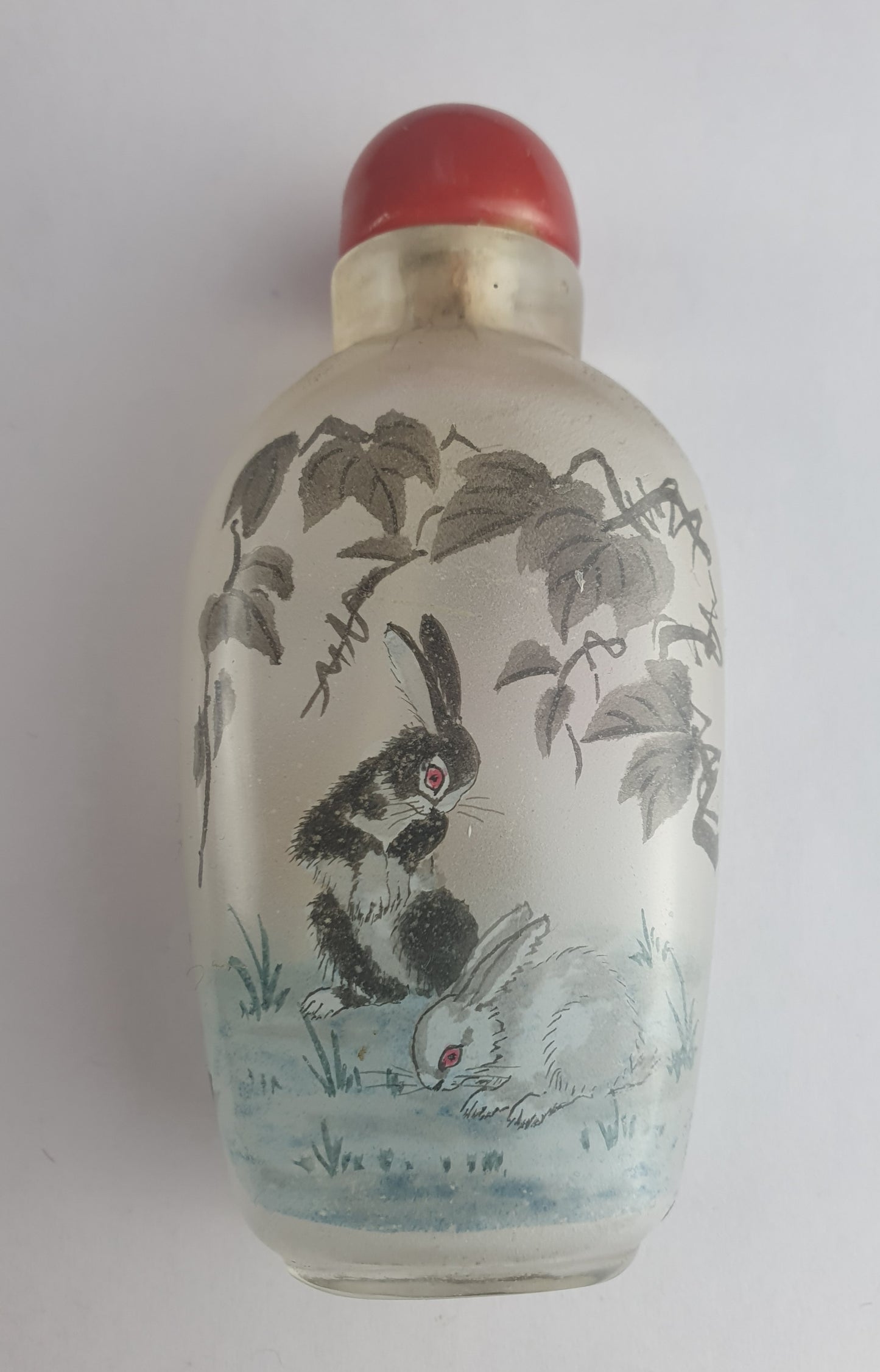 Signed Antique Chinese Snuff Bottle - Cats and Rabbits