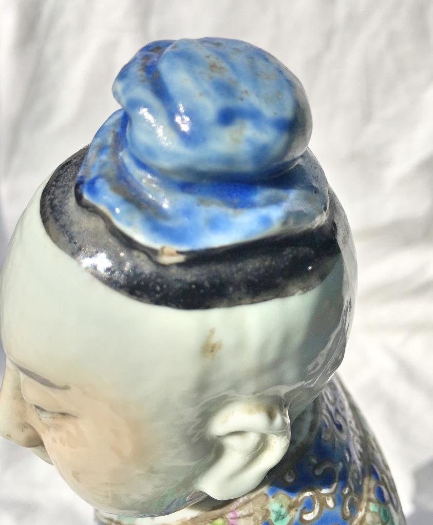 Chinese Famille Verte Porcelain Statue of a Merchant