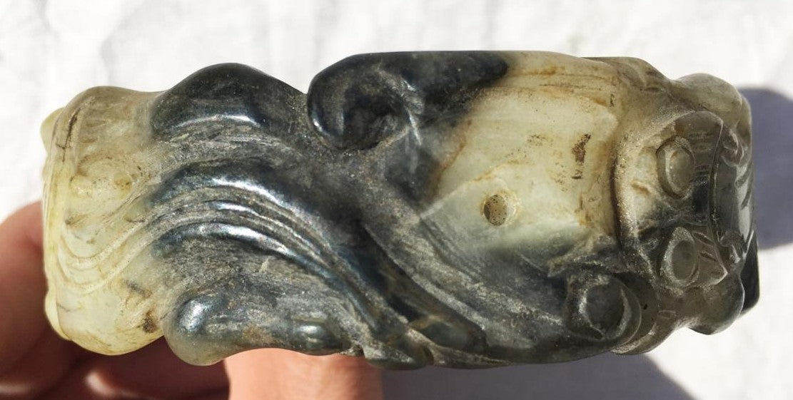 Antique Chinese Archaic Style Jade Bangle