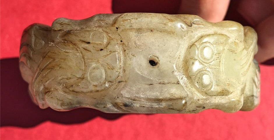 Antique Chinese Archaic Style Jade Bangle