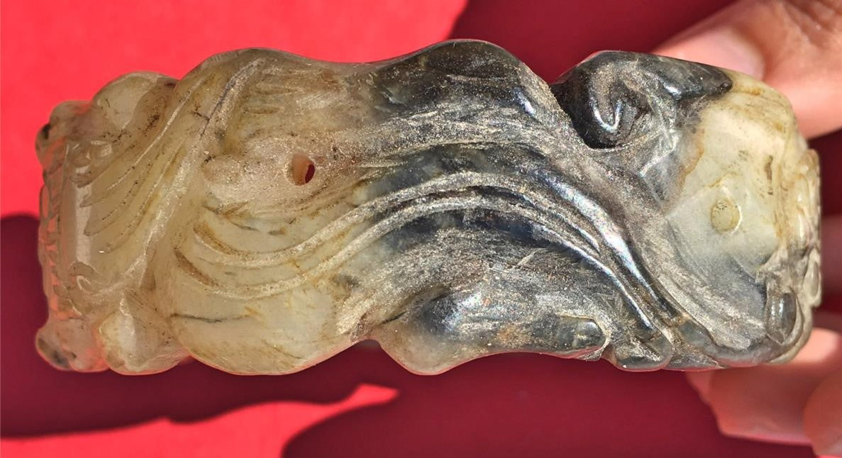 Antique Chinese Archaic Style Jade Bangle