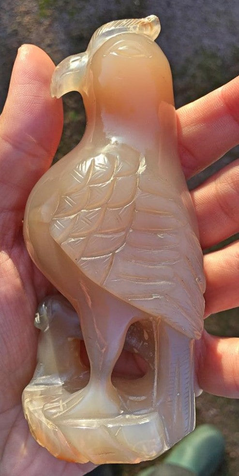 Chinese Qing Dynasty Pair of Jade Parrots
