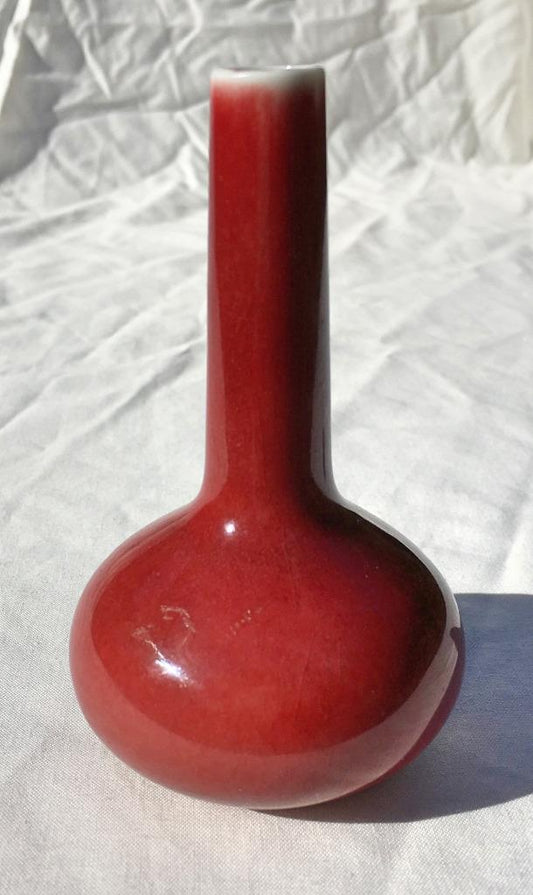 Antique Chinese Oxblood Flambé Glazed Porcelain Vase