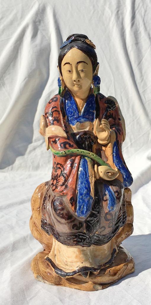 Chinese Polychrome Figure of Seated Guanyin