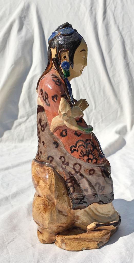 Chinese Polychrome Figure of Seated Guanyin
