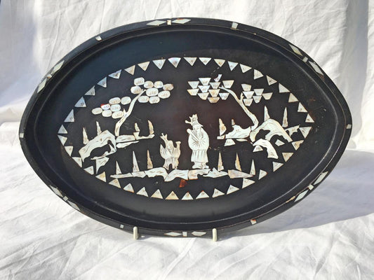 Antique Chinese Lacquer and Mother of Pearl Tray