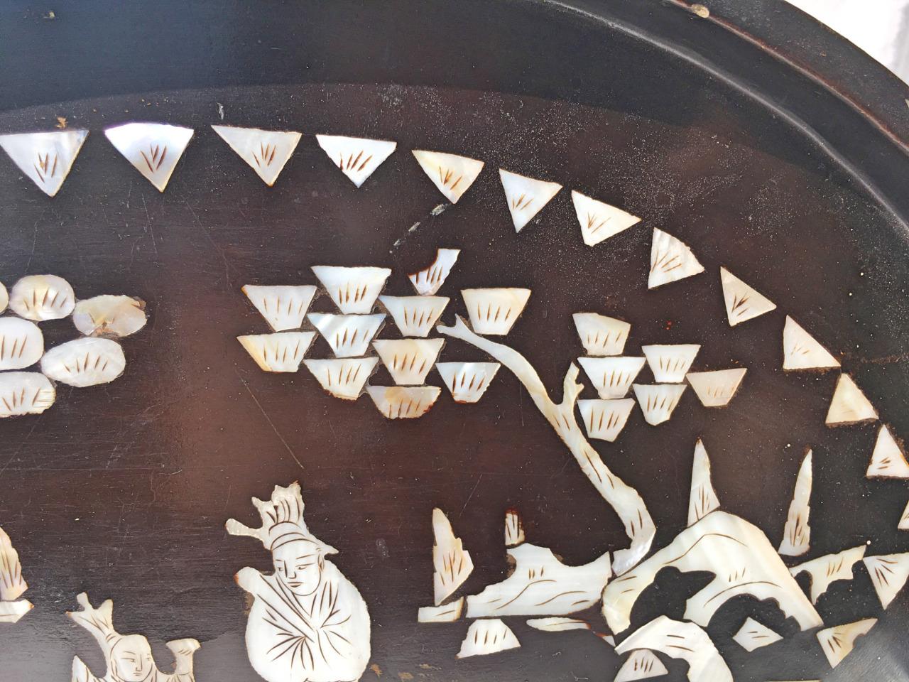 Antique Chinese Lacquer and Mother of Pearl Tray