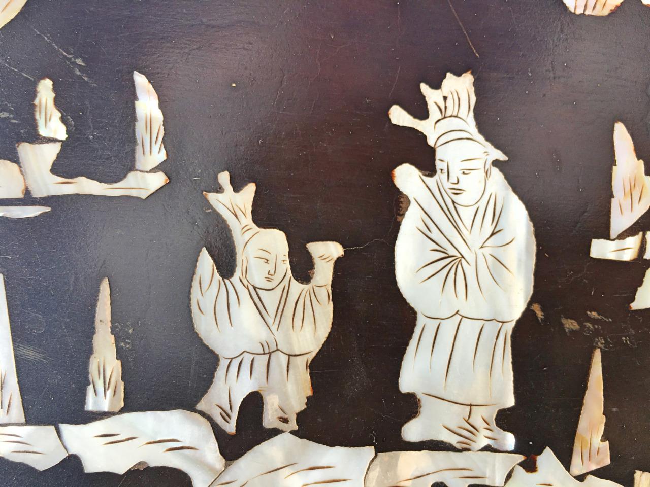 Antique Chinese Lacquer and Mother of Pearl Tray